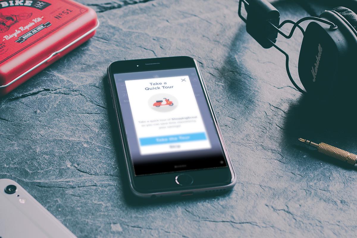ShoppingScout mobile modal offering a quick product tour