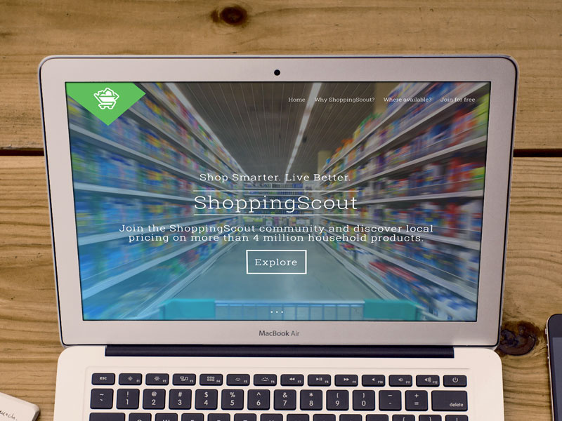 Original ShoppingScout website displayed on a laptop